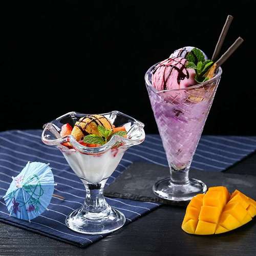 冷饮雪糕杯多彩冰淇淋透明玻璃沙拉时尚甜品果汁杯创意水果奶昔杯